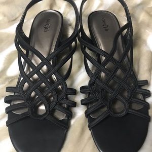 East 5th black rope sandals